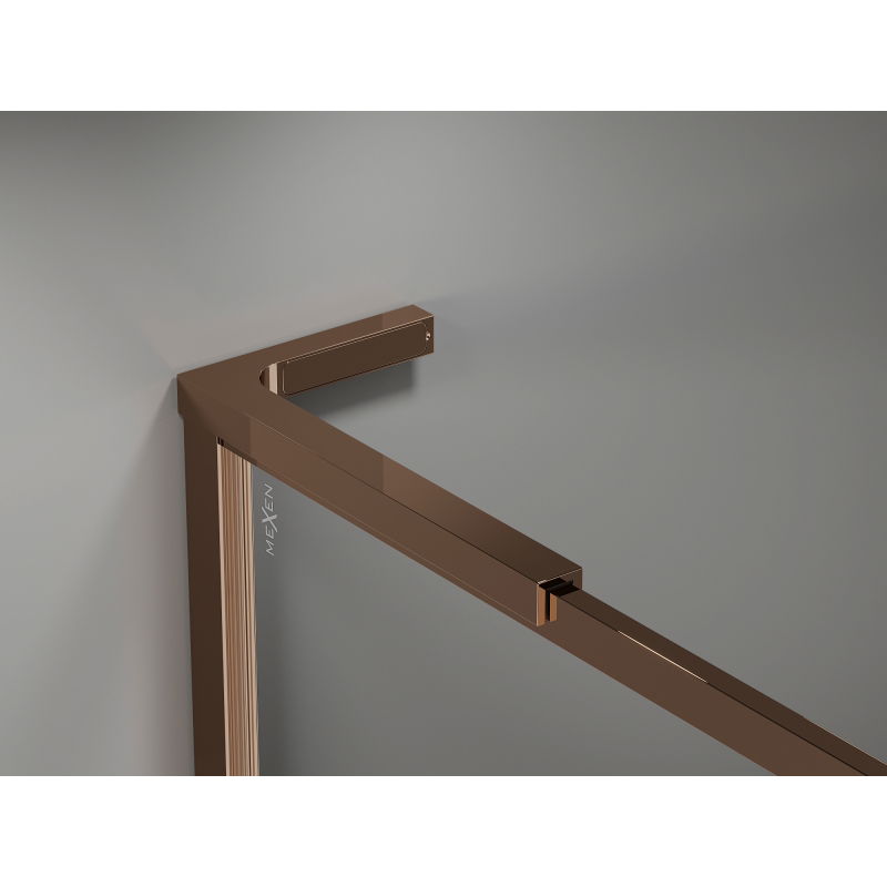 Mexen Kioto-F L Sienelė walk-in su rėmu 115 x 202 cm, permatoma 8 mm, rožinis auksas - 800-115-174-60-00