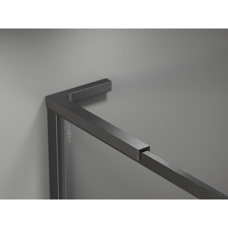 Mexen Kioto-F L Dušo pertvara Walk-in su rėmeliu 100 x 202 cm, skaidri 8 mm, šlifuota ginklo pilka - 800-100-174-66-00