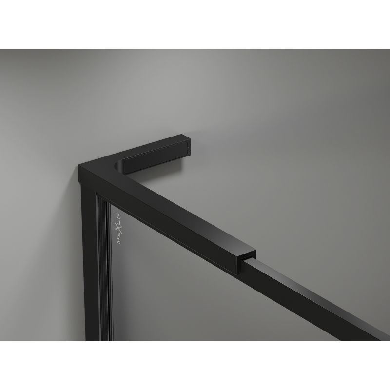 Mexen Kioto-F L sienelė dušui Walk-in su rėmeliu 110 x 202 cm, skaidrus 8 mm, juodas - 800-110-174-70-00