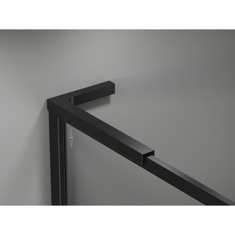 Mexen Kioto-XF L Dušo sienelė Walk-in su rėmu 100 x 202 cm, permatoma 10 mm, juoda - 800-100-174-70-00-XF