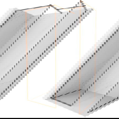 Mexen Kioto-XF dušo sienelė Walk-in su rėmais 140 x 110 cm, permatoma 10 mm, rožinis auksas - 800-140-202-04-60-110-XF