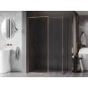 Mexen Kioto-XF dušo užtvara Walk-in su rėmu 150 x 80 cm, skaidrus 10 mm, šlifuotas varis - 800-150-202-04-65-080-XF