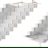 Mexen Kioto-XF dušo sienelė Walk-in su rėmu 140x120 cm, skaidrus 10 mm, šlifuotas varis - 800-140-202-04-65-120-XF