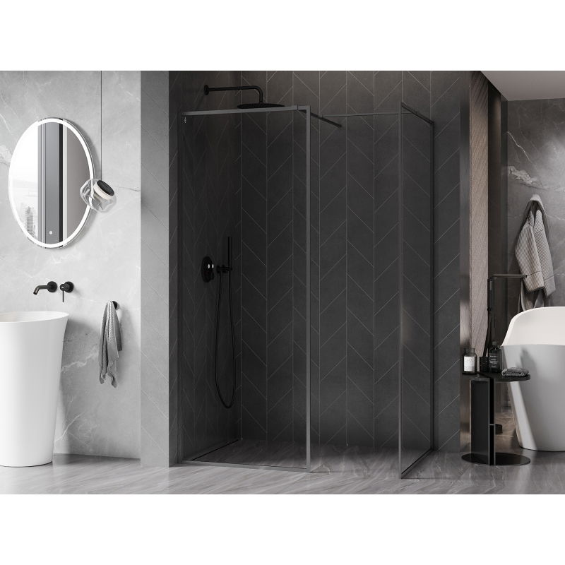 Mexen Kioto-XF dušinė siena Walk-in su rėmeliu 100x90 cm, permatoma 10 mm pilka matinė - 800-100-202-04-66-090-XF