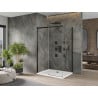 Mexen Omega stumdoma dušo kabina 100 x 80 cm, Skaidrus, Juoda + dušo padėklas Flat, Balta - 825-100-080-70-00-4010B