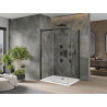Mexen Omega stumdoma dušo kabina 110 x 100 cm, permatoma, juoda + brodikas Flat, baltas - 825-110-100-70-00-4010B