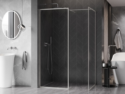 Mexen Kioto-XF dušo siena Walk-in su rėmu 160x100 cm, skaidri 10 mm, šepečiu dengta nikelio - 800-160-202-04-97-100-XF