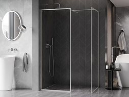Mexen Kioto-XF dušo sienelė Walk-in su rėmu 140x110 cm, skaidri 10 mm, šlifuotojo nikelio - 800-140-202-04-97-110-XF