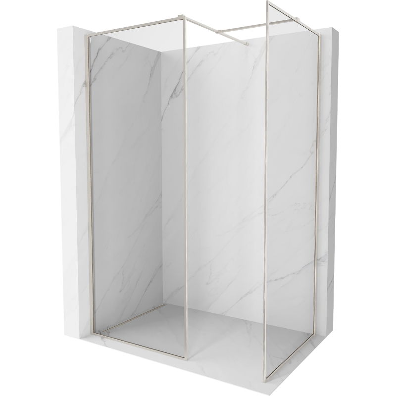 Mexen Kioto-XF Dušo sienelė Walk-in su rėmu 120x120 cm, skaidri 10 mm, šepečiu nikeliuotas - 800-120-202-04-97-120-XF