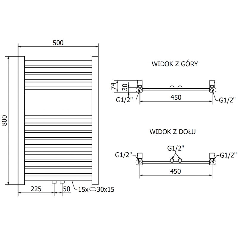 Mexen Hades elektrinis radiatorius 800 x 500 mm, 300 W, auksinis - W104-0800-500-2300-50
