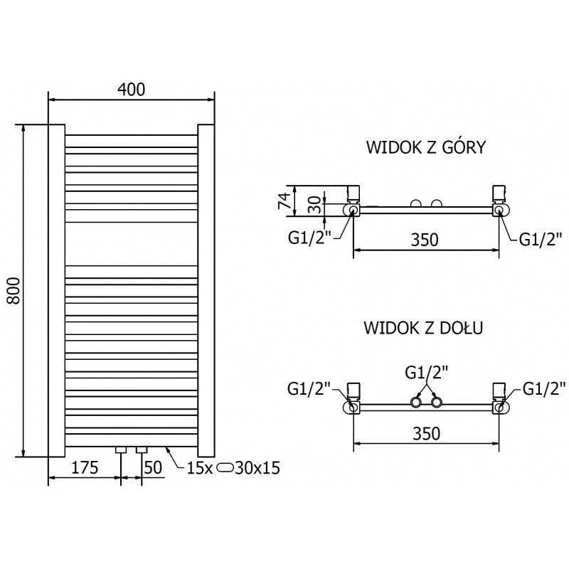 Mexen Hades vonios radiatorius 800 x 400 mm, 253 W, auksinis - W104-0800-400-00-50