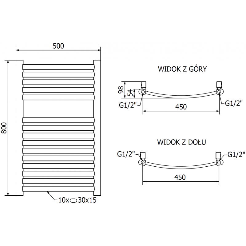 Mexen Helios elektrinis radiatorius 800 x 500 mm, 300 W, auksinis - W103-0800-500-2300-50