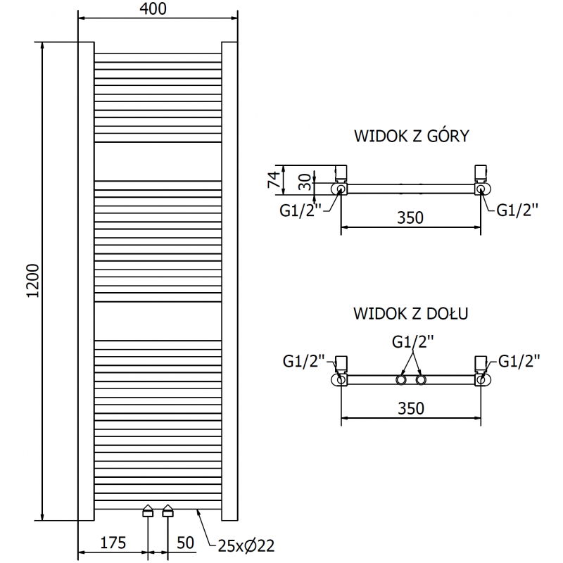 Mexen Mars elektrinis radiatorius 1200 x 400 mm, 300 W, auksinis - W110-1200-400-2300-50