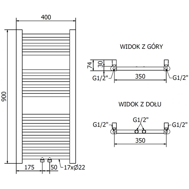 Mexen Mars elektrinis radiatorius 900 x 400 mm, 300 W, auksinis - W110-0900-400-2300-50