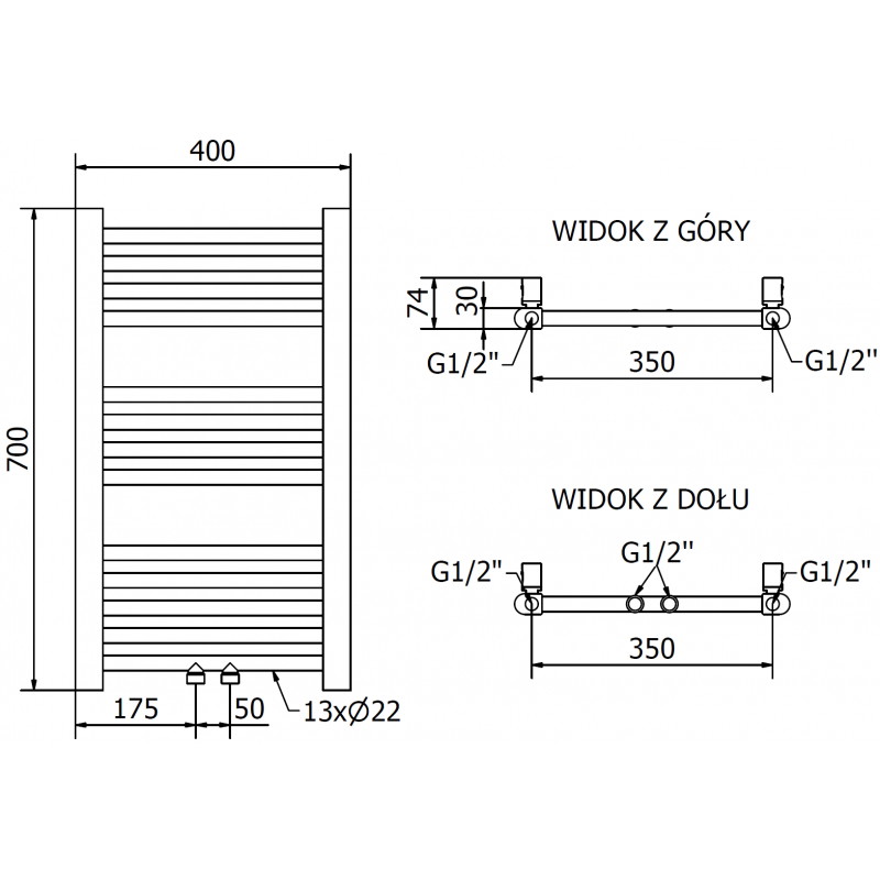 Mexen Mars elektrinis radiatorius 700 x 400 mm, 300 W, auksinis - W110-0700-400-2300-50