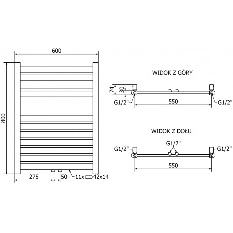 Mexen Uran vonios radiatorius 800 x 600 mm, 336 W, auksinis - W105-0800-600-00-50