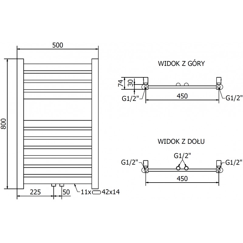 Mexen Uran vonios kambario radiatorius 800 x 500 mm, 287 W, auksinis - W105-0800-500-00-50
