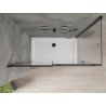Mexen Omega 140 x 80 cm ištraukiama dušo kabina, skaidri, juoda + plokščias padėklas, baltas - 825-140-080-70-00-4010B