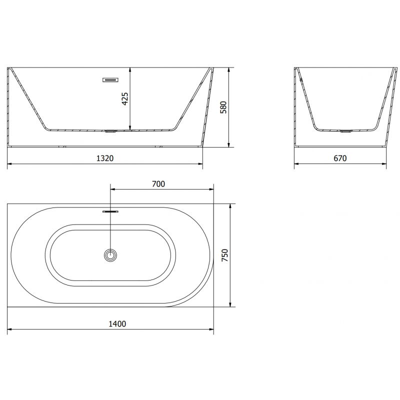 Mexen Mia laisvai pastatoma kampinė vonia, kairė 140 x 75 cm, balta/juoda, baltas perpylimas - 52691407575L-20
