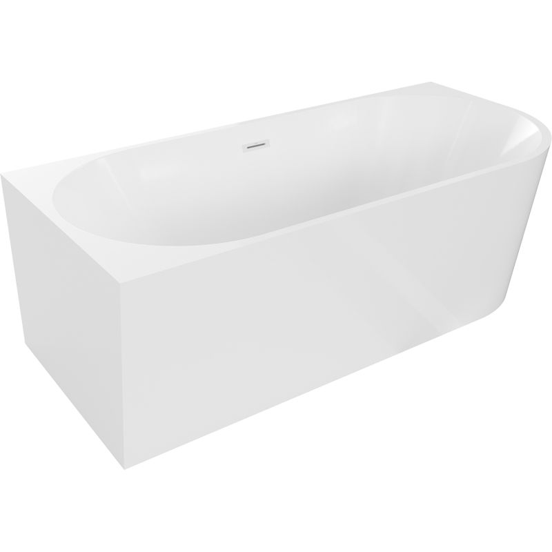 Mexen Mia laisvai stovinti kampinė vonia kairinė 160 x 80 cm, balta, baltas persipylimas - 52691608000L-20