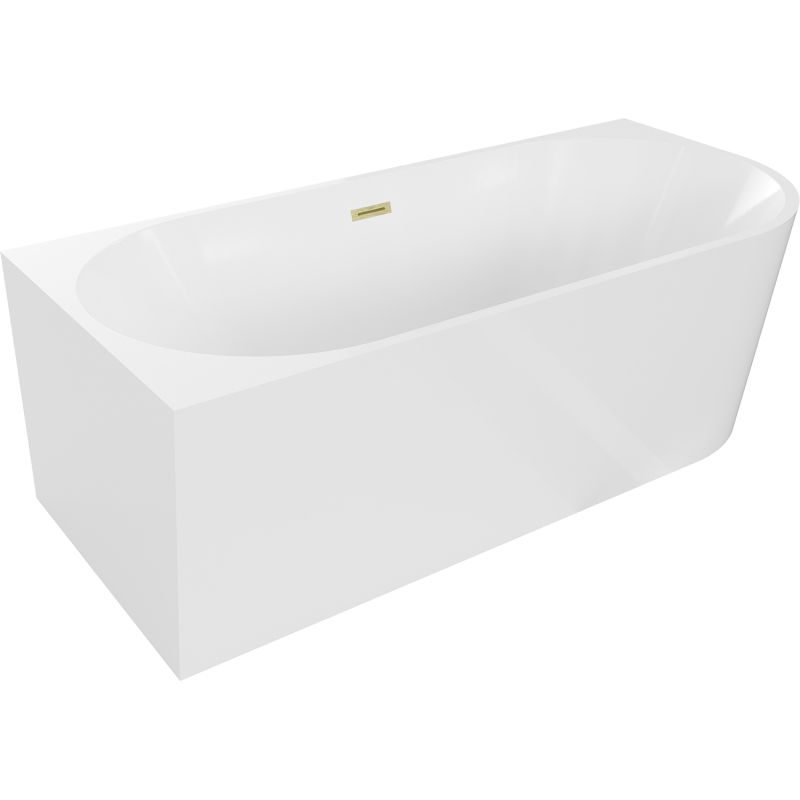 Mexen Mia laisvai pastatoma kampinė vonia kairė 160 x 80 cm, balta, auksinis šlifuotas perpylimas - 52691608000L-55