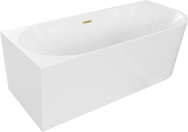 Mexen Mia laisvai pastatoma kampinė vonia kairė 160 x 80 cm, balta, auksinis šlifuotas perpylimas - 52691608000L-55
