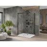 Mexen Omega stumdoma dušo kabina 140 x 100 cm, Skaidrus, Juoda + dušo padėklas Flat, Balta - 825-140-100-70-00-4010B