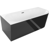 Mexen Mia laisvai pastatoma kampinė vonia kairinė 160 x 80 cm, balta/juoda, perpylimas pilkas šlifuotas - 52691608075L-66