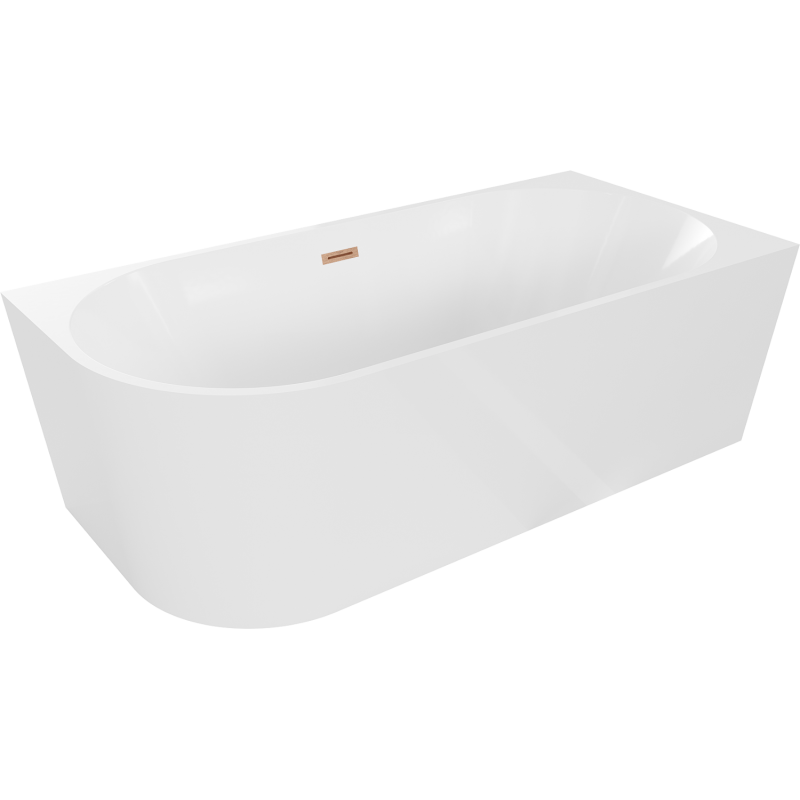 Mexen Mia laisvai stovinti dešinė kampinė vonia 160 x 80 cm, balta, šlifuotas varinis perpylimas - 52691608000P-65