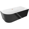 Mexen Mia laisvai stovinti kampinė vonia, dešinė 160 x 80 cm, balta/juoda, šepečiu valyta varis - 52691608075P-65
