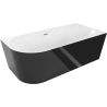 Mexen Mia laisvai stovinti kampinė dešinė vonia 160 x 80 cm, balta/juoda, šepetėlio nikeliuota - 52691608075P-97