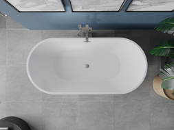 Mexen Luna laisvai pastatoma vonia 140 x 75 cm, balta, matinis nikelis - 52031407500-97