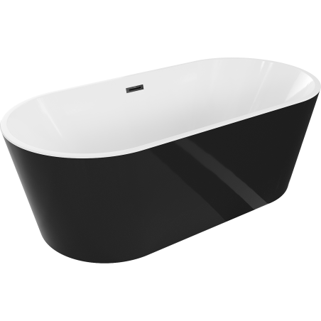 Mexen Luna laisvai pastatoma vonia 140 x 75 cm, balta/juoda, juodas persipylimas - 52031407575-70