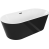 Mexen Luna laisvai pastatoma vonia 140 x 75 cm, balta/juoda, juodas persipylimas - 52031407575-70