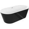 Mexen Luna laisvai stovinti vonia 140 x 75 cm, balta/juoda, šepečiu nikelio perteklius - 52031407575-97
