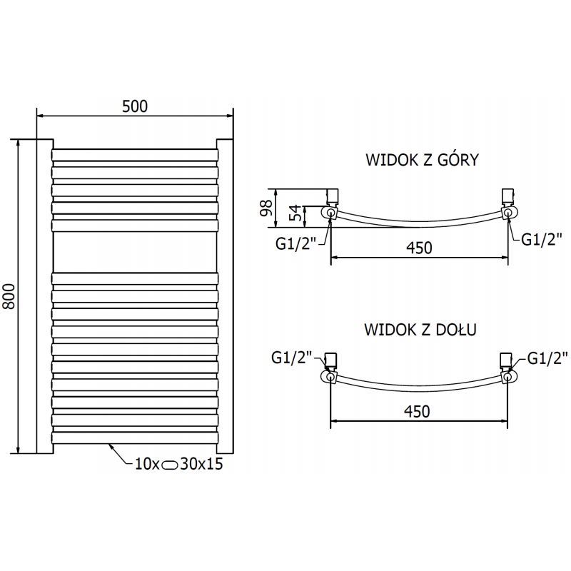 Mexen Helios elektrinis radiatorius 800 x 500 mm, 300 W, auksinis - W103-0800-500-2300-50