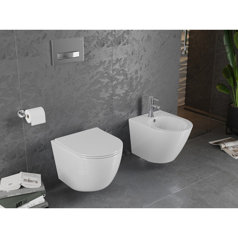 Mexen Lena WC klozetas Rimless su lėtai nusileidžiančia sėdyne slim, duroplastik, blizgus baltas - 30220400