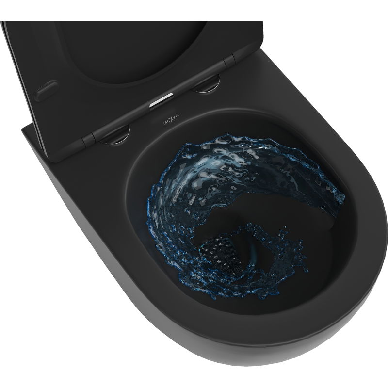 Mexen Lena WC klozetas Rimless Tornado su lėtai nusileidžiančiu slim dangčiu, duroplastikas, juoda matinė - 30220185T