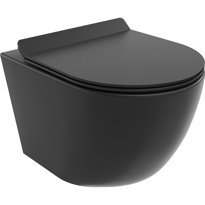 Mexen Lena WC klozetas Rimless Tornado su lėtai nusileidžiančiu slim dangčiu, duroplastikas, juoda matinė - 30220185T