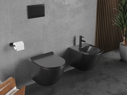 Mexen Lena WC klozetas Rimless Tornado su lėtai nusileidžiančiu slim dangčiu, duroplastikas, juoda matinė - 30220185T