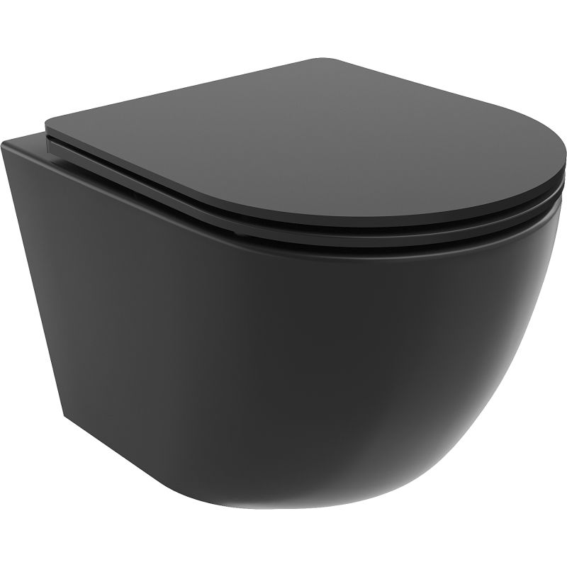 Mexen Lena pakabinamas WC su Slim lėtai nusileidžiančia duroplastine sėdyne, juodas matinis - 30221085T
