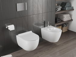 Mexen Carmen WC klozetas Rimless Tornado su lėtai nusileidžiančia plona sėdyne, duroplastikas, blizgus baltas - 30880100T