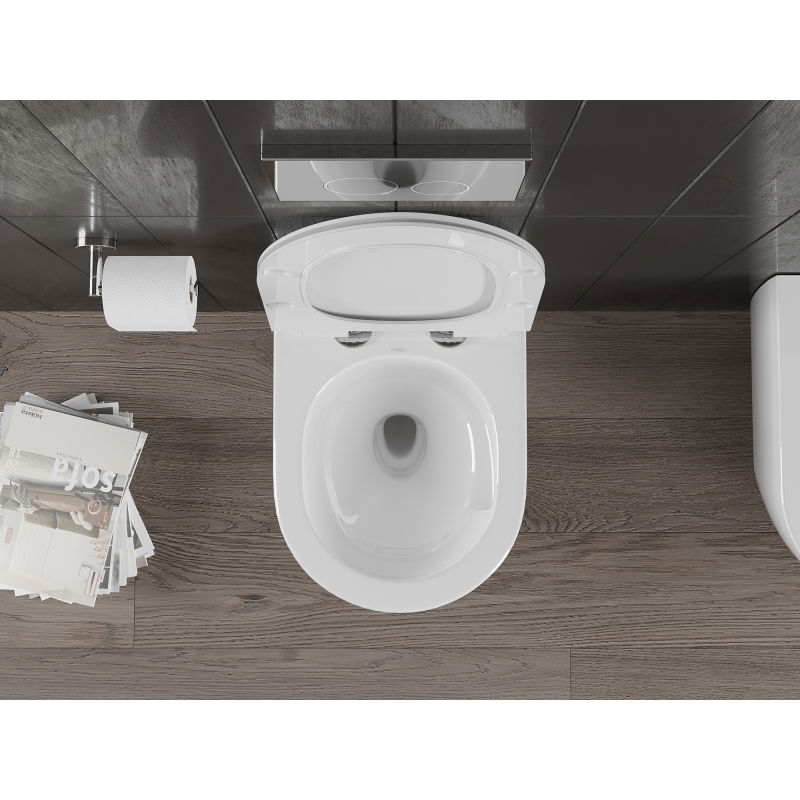 Mexen Carmen WC klozetas Rimless Tornado su lėtai nusileidžiančia plona sėdyne, duroplastikas, blizgus baltas - 30880100T