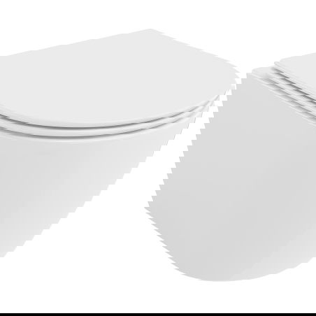Mexen Carmen pakabinamas WC puodas Rimless Tornado su lėto uždarymo plonu dangčiu, duroplast, baltas blizgus - 30880400T