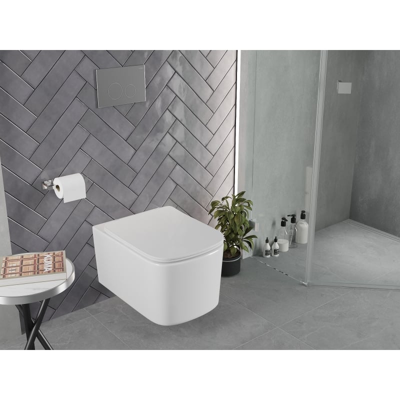 Mexen Vivo WC dubuo Rimless Tornado su lėtai nusileidžiančiu dangčiu, plonas, duroplastikas, blizgi balta - 30610200T