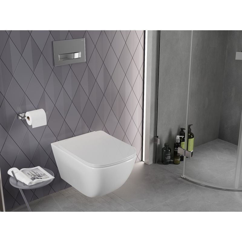 Mexen Timo WC dubenėlis be ratlankio su lėta nusileidimo plona sėdyne, dureplastinė, balta blizgi - 30650200T