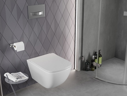 Mexen Timo WC dubenėlis be ratlankio su lėta nusileidimo plona sėdyne, dureplastinė, balta blizgi - 30650200T