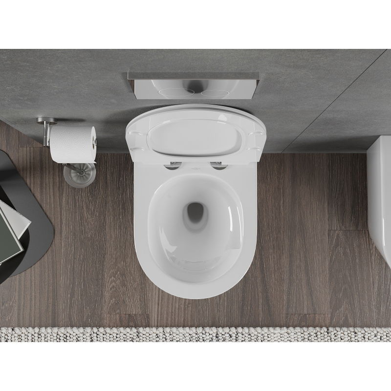 Mexen Rico WC dubuo Rimless Tornado su lėtai užsidarančiu plonu dangteliu, duroplastikas, baltas blizgus - 30720100T