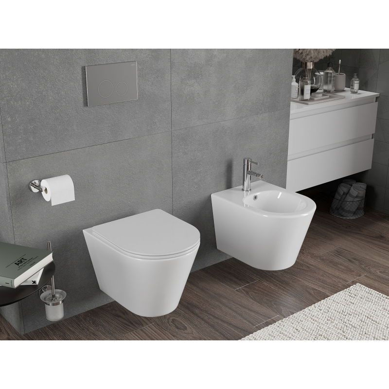 Mexen Rico pakabinamas klozetas Rimless Tornado, blizgi balta - 3372XX00T