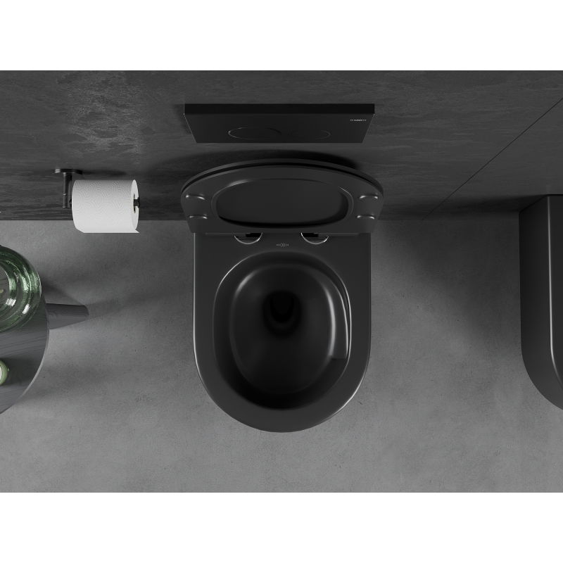 Mexen Sofia WC puoduko Tornado modelis su plonu lėtai nuleidžiamu dangčiu, duroplastikas, juoda matinė - 30540185T